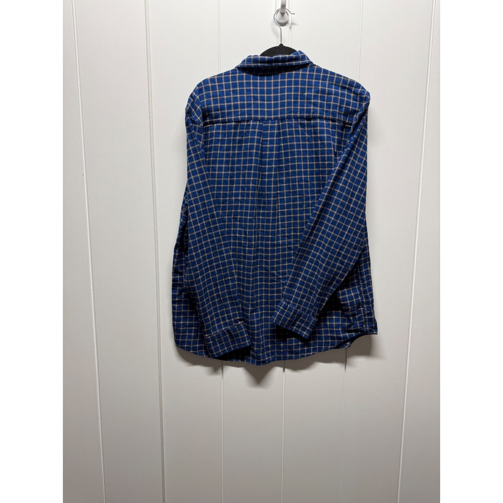 St Johns Bay Mens Super Soft Flannel Shirt Navy Blue Tan Grid FA23SJB1027A L - Picture 10 of 11